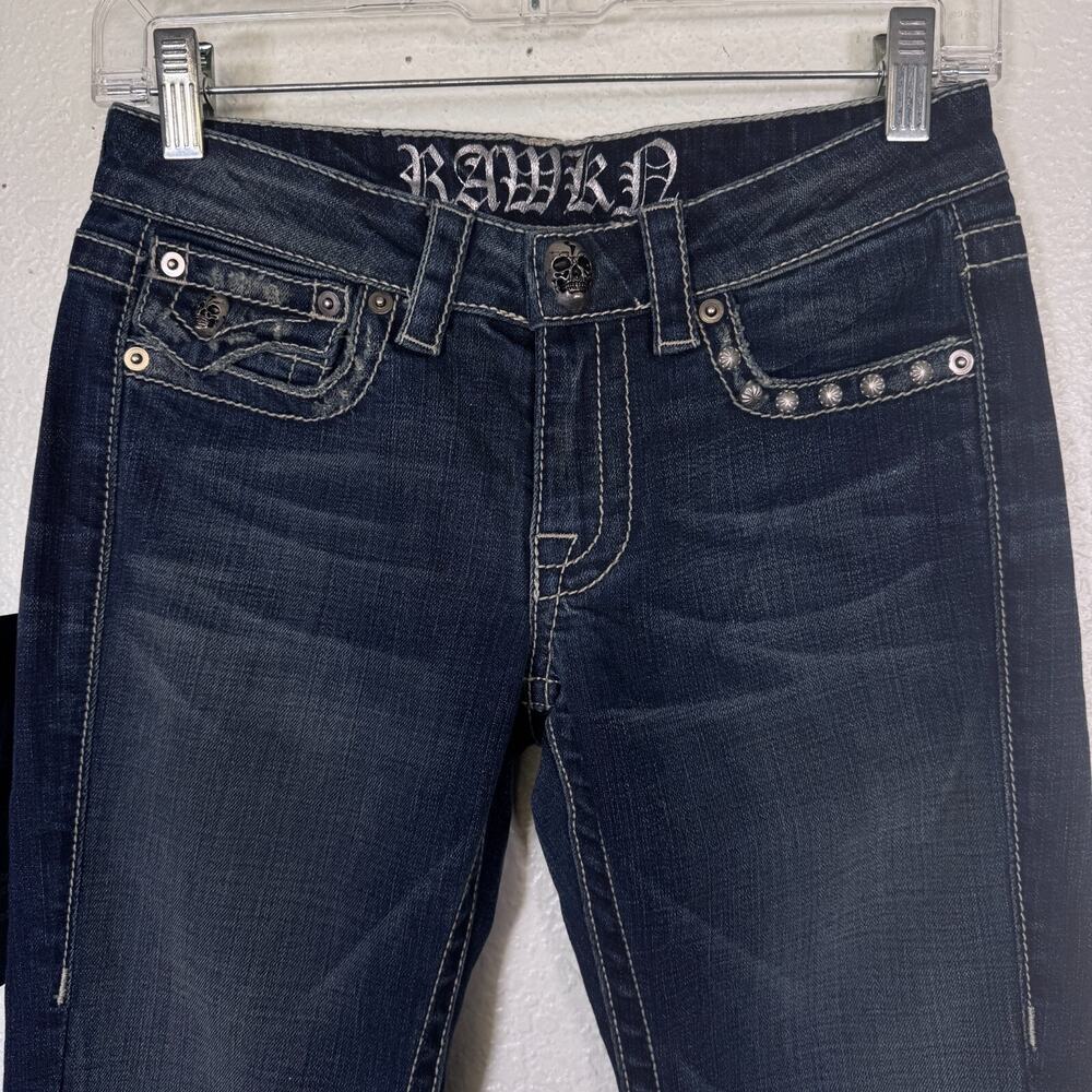 Rawkn Y2K Jeans Women 26 Hamsa Hand Swarovski Crystal Rhinestone KeyCloset Denim - Picture 6 of 16